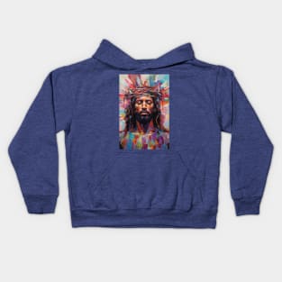 Black Abstract Art Jesus Christ Kids Hoodie